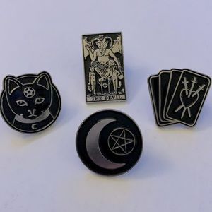 4 Occult Enamel Pin Black and metal Bundle